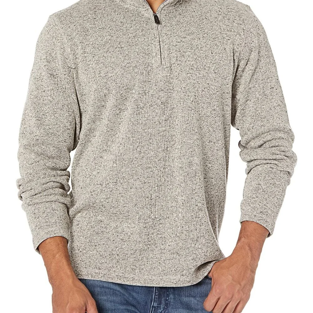 Men's Quarter Zip Fleece Pullover Relaxed Fit Classic Winter Layering Essential